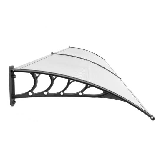 Pensilina 200x90cm in policarbonato per porta o finestra per esterno nero