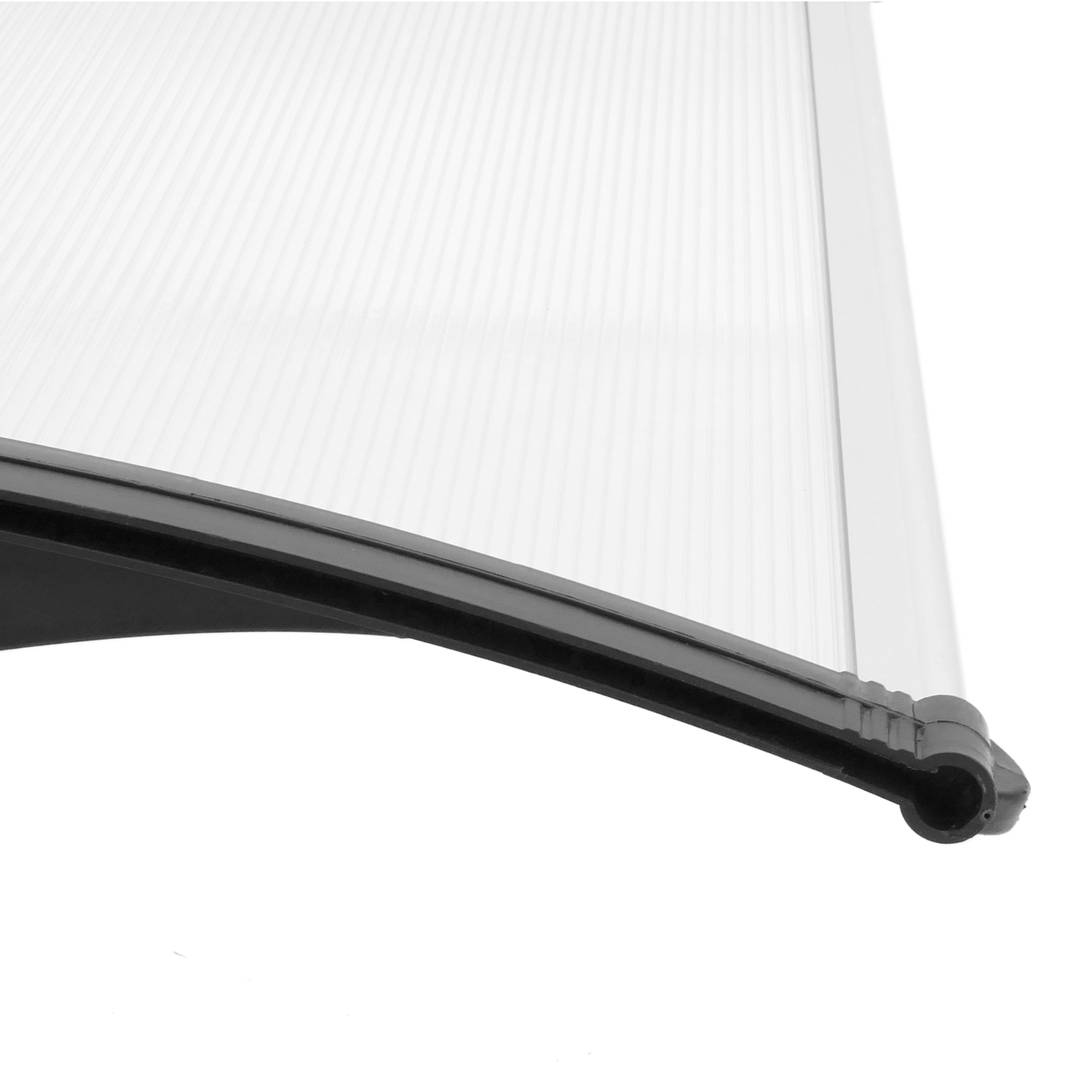 Pensilina 200x90cm in policarbonato per porta o finestra per esterno nero