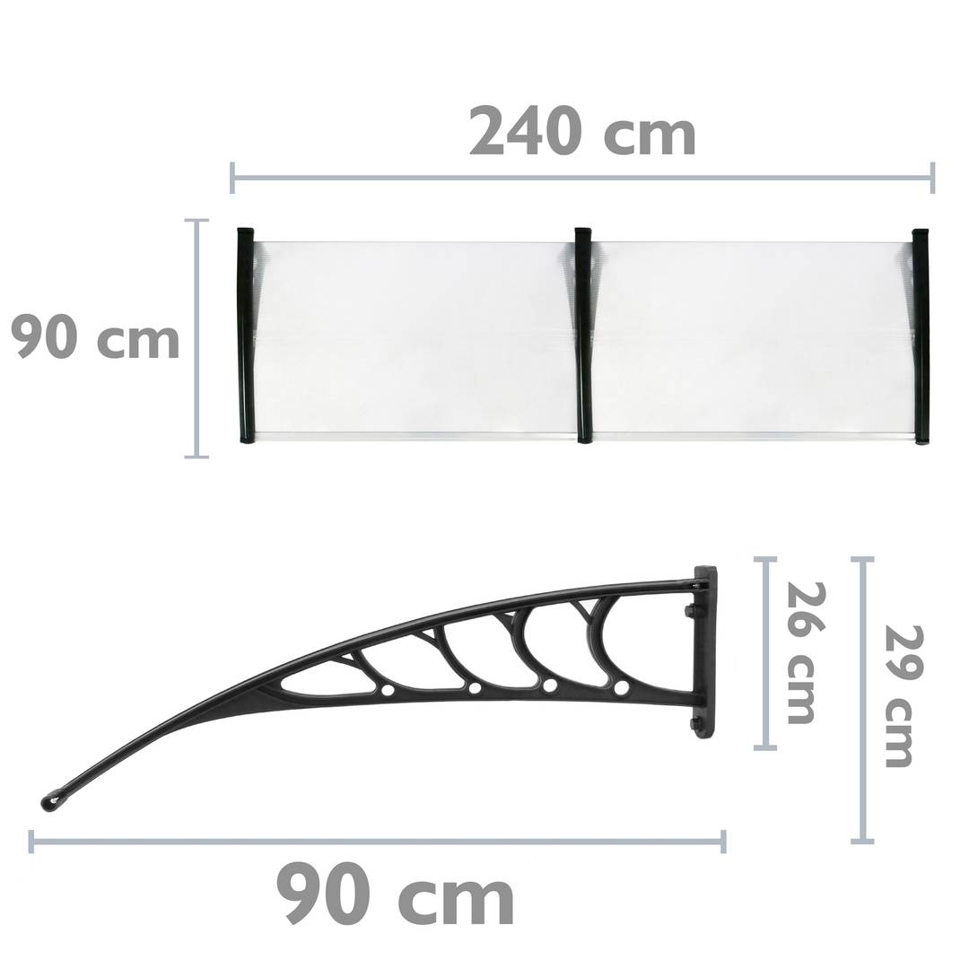 Beschermdak 240x90cm Partytent voor deuren en ramen zwart
