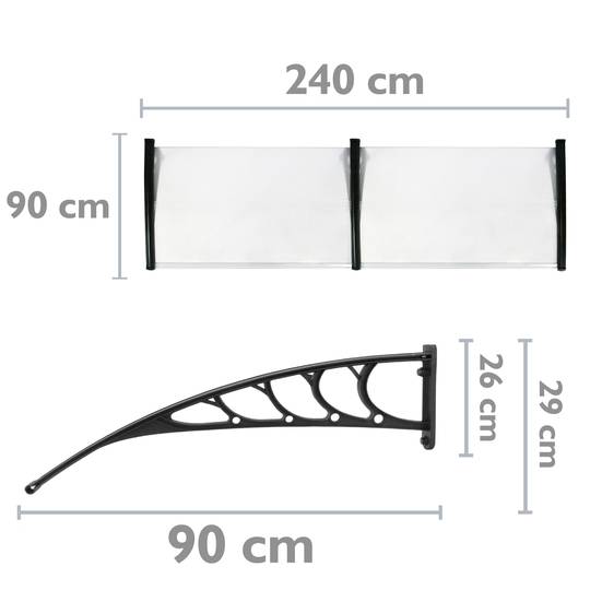 Beschermdak 240x90cm Partytent voor deuren en ramen zwart