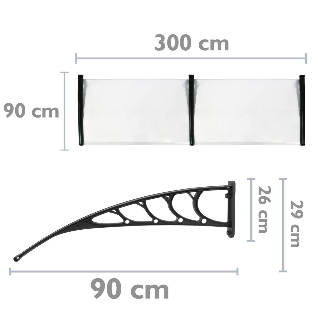 Canopy awning for door and window 300x90cm Patio cover shelter black