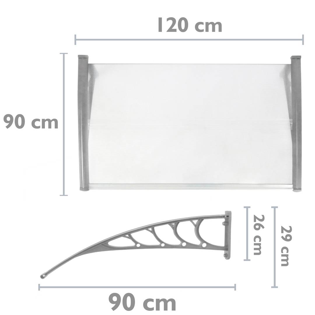 Teulada de protecció 120x90cm Marquesina per a portes i finestres gris