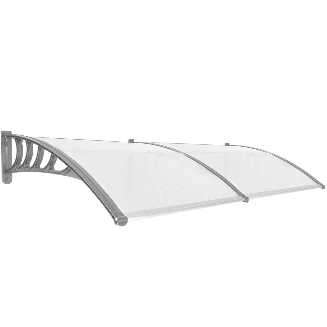 Auvent de porte et fenêtres 200x90cm Marquise solaire abri banne entrée protection gris