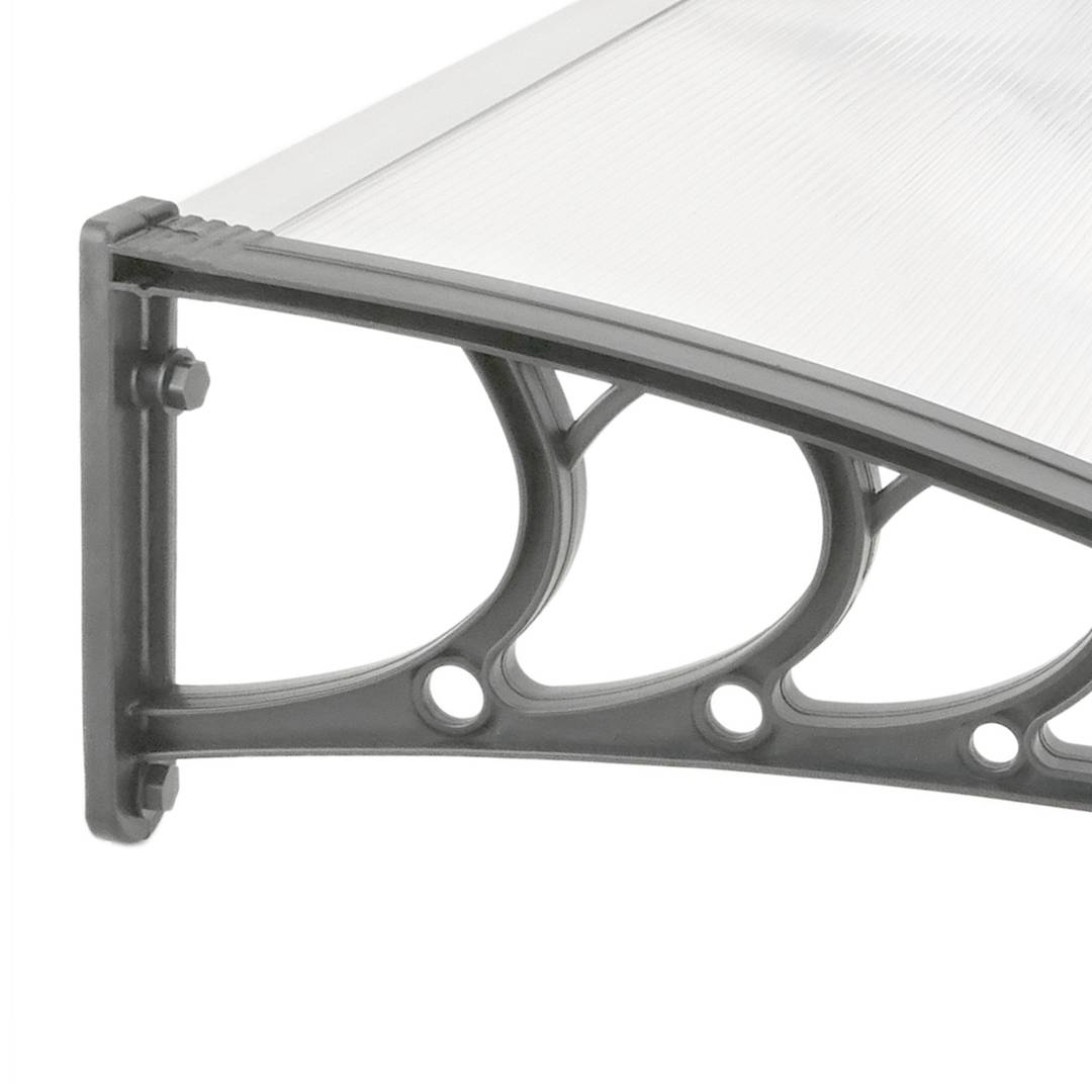 Auvent de porte et fenêtres 200x90cm Marquise solaire abri banne entrée protection gris