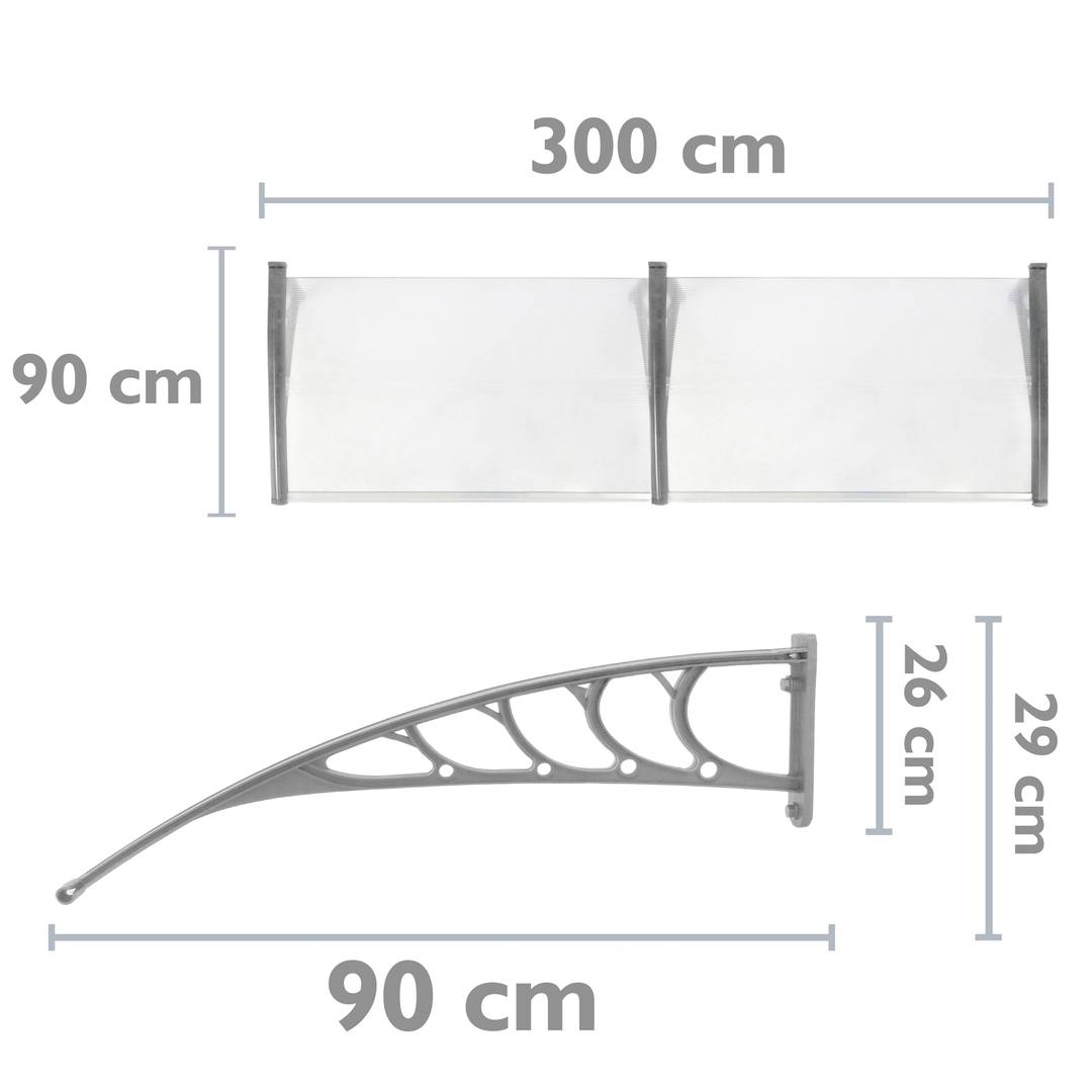 Dach ochronny 300x90 cm Namiot na drzwi i okna szary
