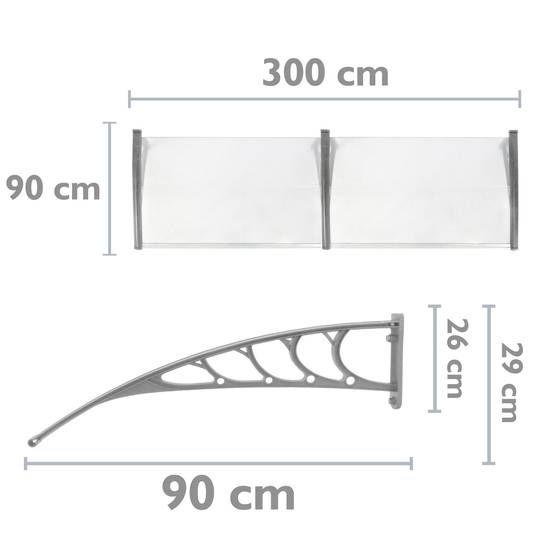 Dach ochronny 300x90 cm Namiot na drzwi i okna szary