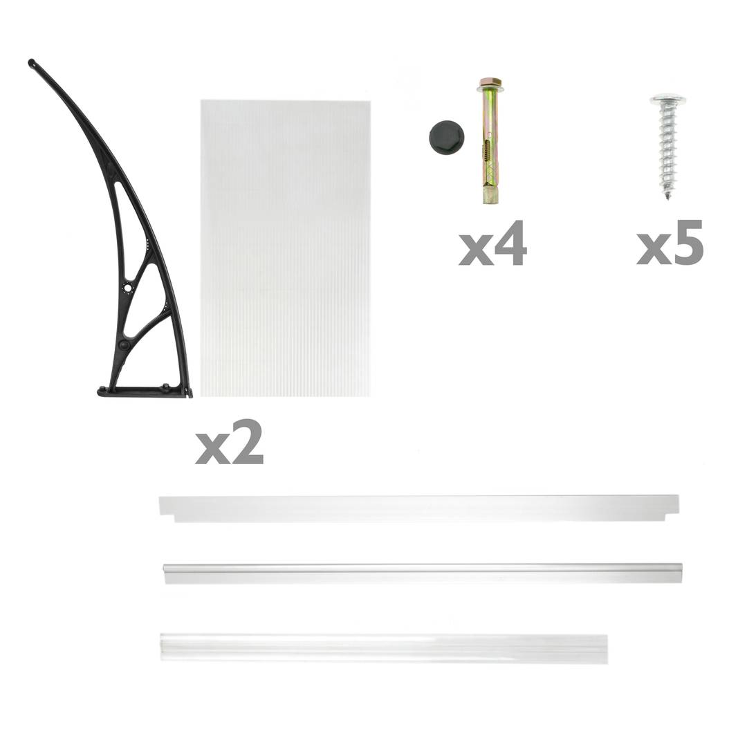 Telhado do proteção 100x100cm Marquesinha para portas e janelas preto