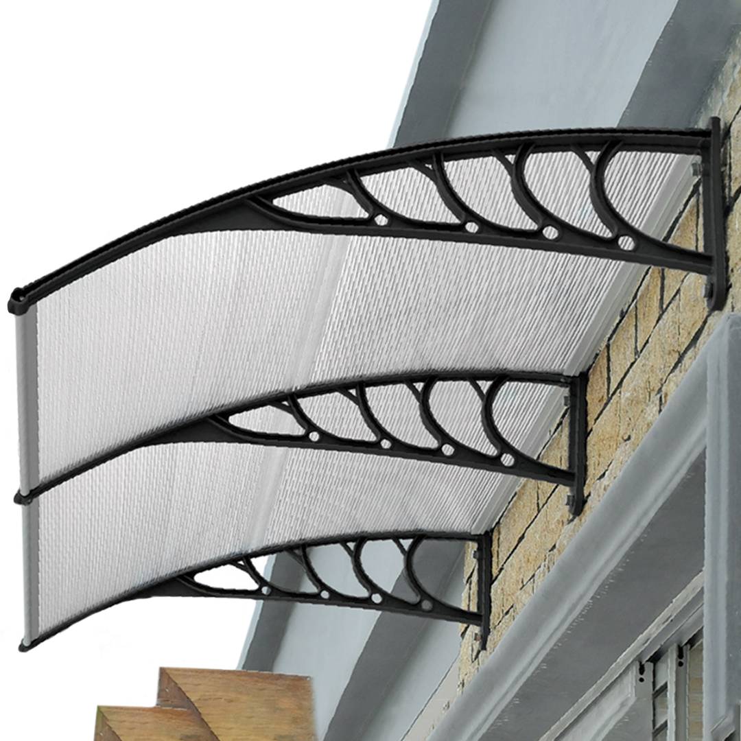 Pensilina 200x100cm in policarbonato per porta o finestra per esterno nero