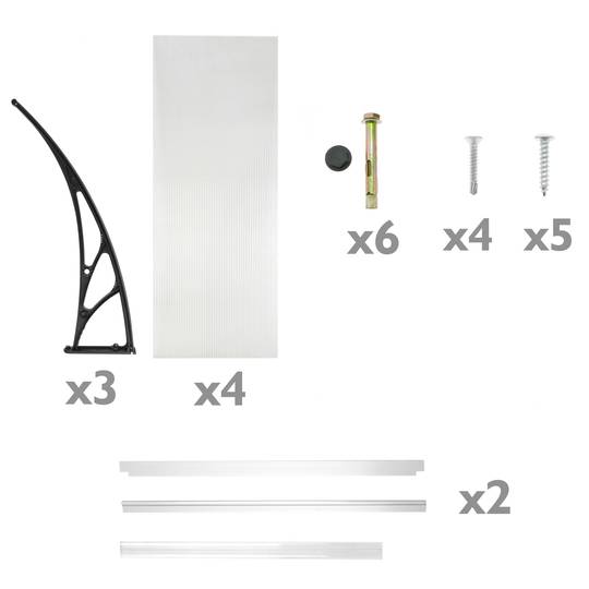 Telhado do proteção 240x100cm Marquesinha para portas e janelas preto