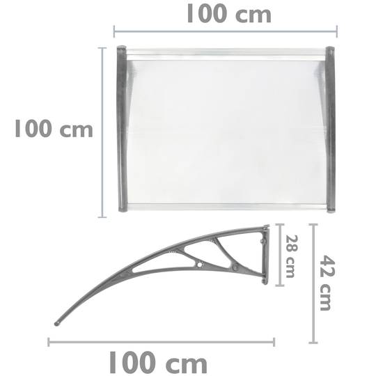 Beschermdak 100x100cm Markttent voor deuren en ramen grijs