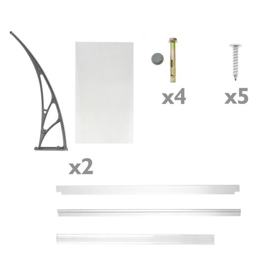 Beschermdak 100x100cm Markttent voor deuren en ramen grijs