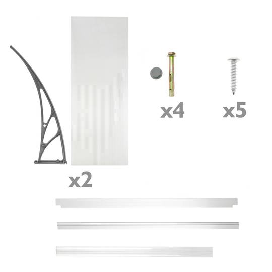 Tejadillo de protección 150x100cm Marquesina para puertas y ventanas gris