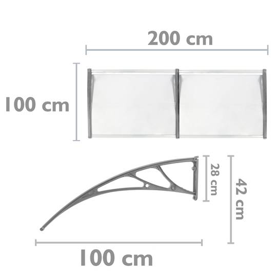 Canopy awning for door and window 200x100cm Patio cover shelter gray