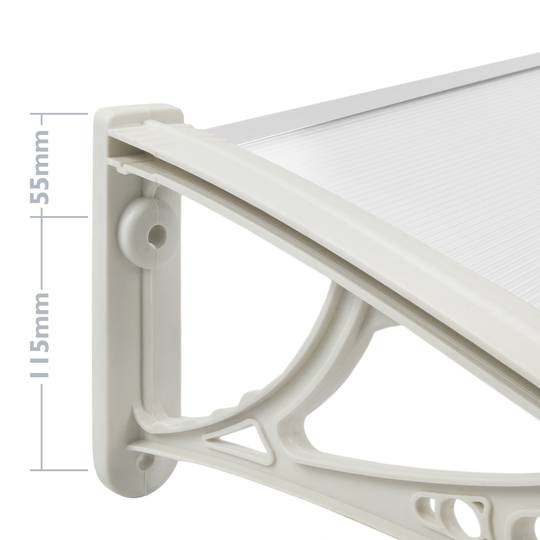 Canopy awning for door and window 80x60 cm transparent. Patio cover shelter with white support