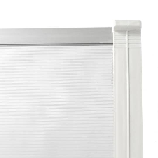 Canopy awning for door and window 80x60 cm transparent. Patio cover shelter with white support