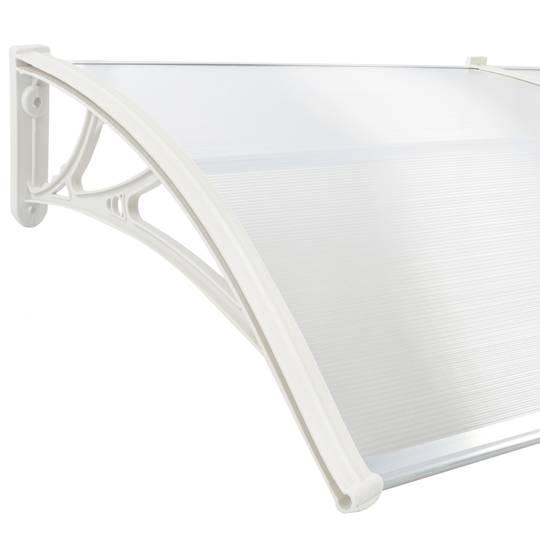 Vordach 100x60 cm transparent. Türdach Überdachung mit weisser Stütze