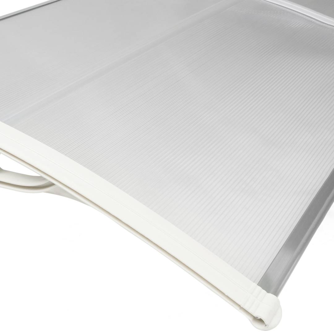 Telhado de proteção 120x80 cm transparente. Marquesinha para portas e janelas com suporte branco