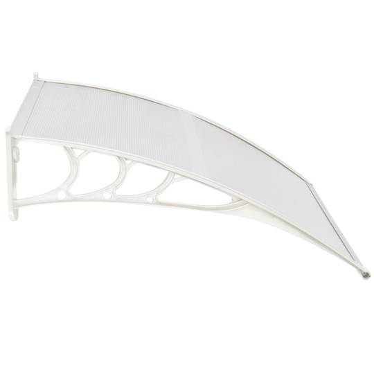 Telhado de proteção 120x80 cm transparente. Marquesinha para portas e janelas com suporte branco