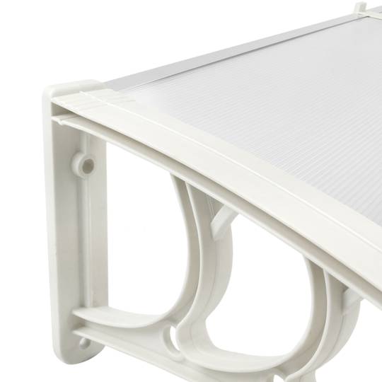 Pensilina 200x80 cm trasparente. Tendone in policarbonato per porte e finestre con supporto bianco