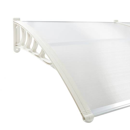 Telhado de proteção 120x90 cm transparente. Marquesinha para portas e janelas com suporte branco