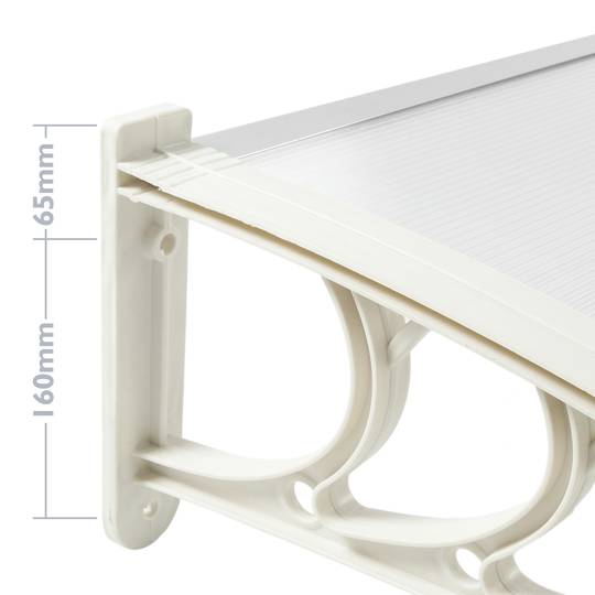Telhado de proteção 120x90 cm transparente. Marquesinha para portas e janelas com suporte branco