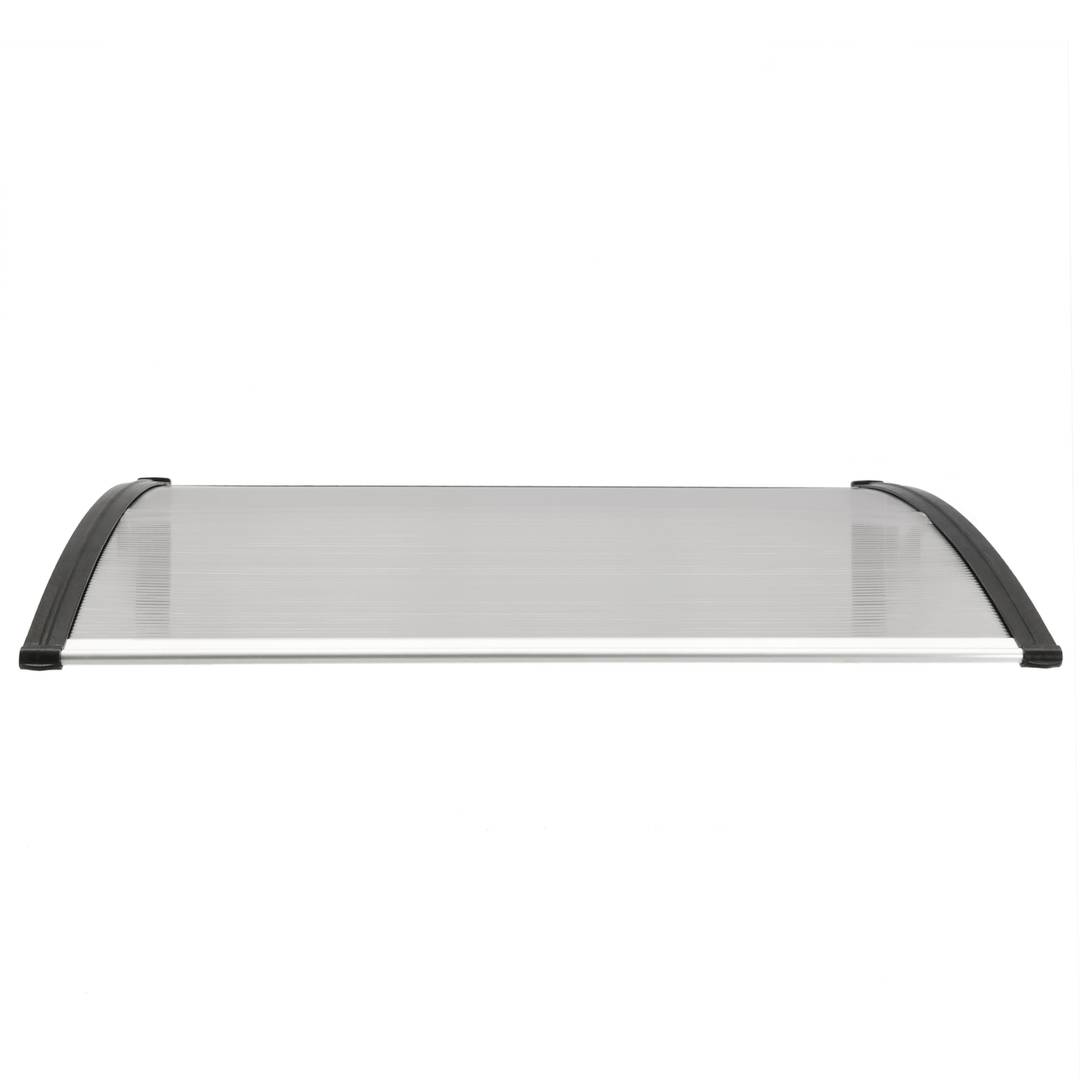 Teulada de protecció 120x80 cm gris fosc. Marquesina per a portes i finestres amb suport negre