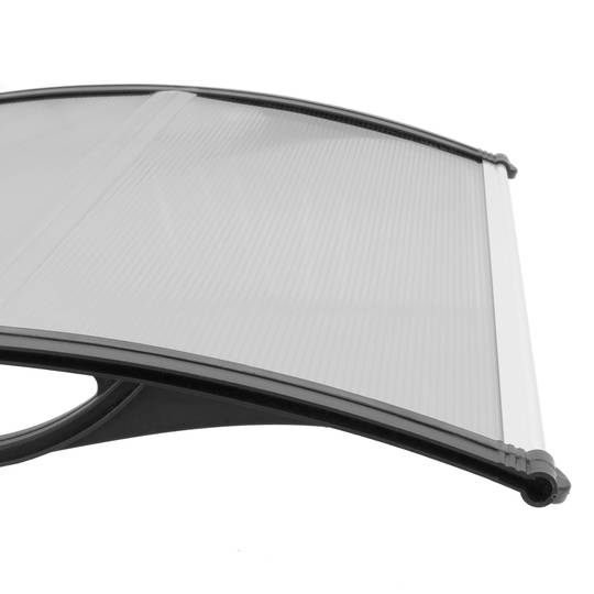 Teulada de protecció 120x80 cm gris fosc. Marquesina per a portes i finestres amb suport negre