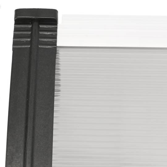 Teulada de protecció 120x80 cm gris fosc. Marquesina per a portes i finestres amb suport negre