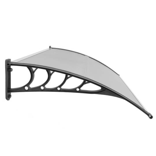 Pensilina 120x90 cm grigio scuro. Tendone in policarbonato per porte e finestre con supporto nero
