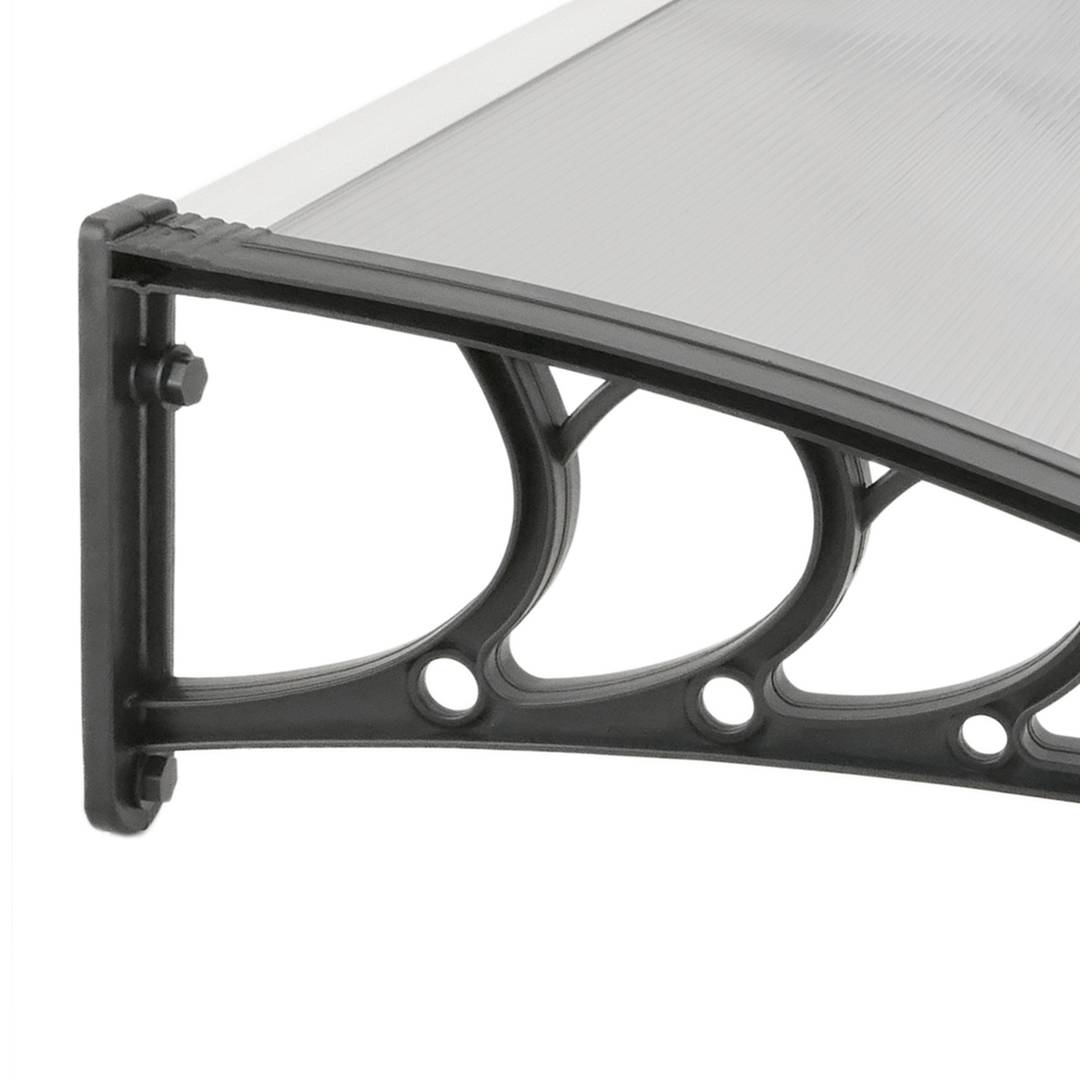 Pensilina 120x90 cm grigio scuro. Tendone in policarbonato per porte e finestre con supporto nero