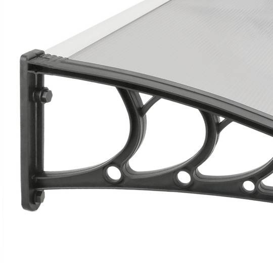 Pensilina 120x90 cm grigio scuro. Tendone in policarbonato per porte e finestre con supporto nero