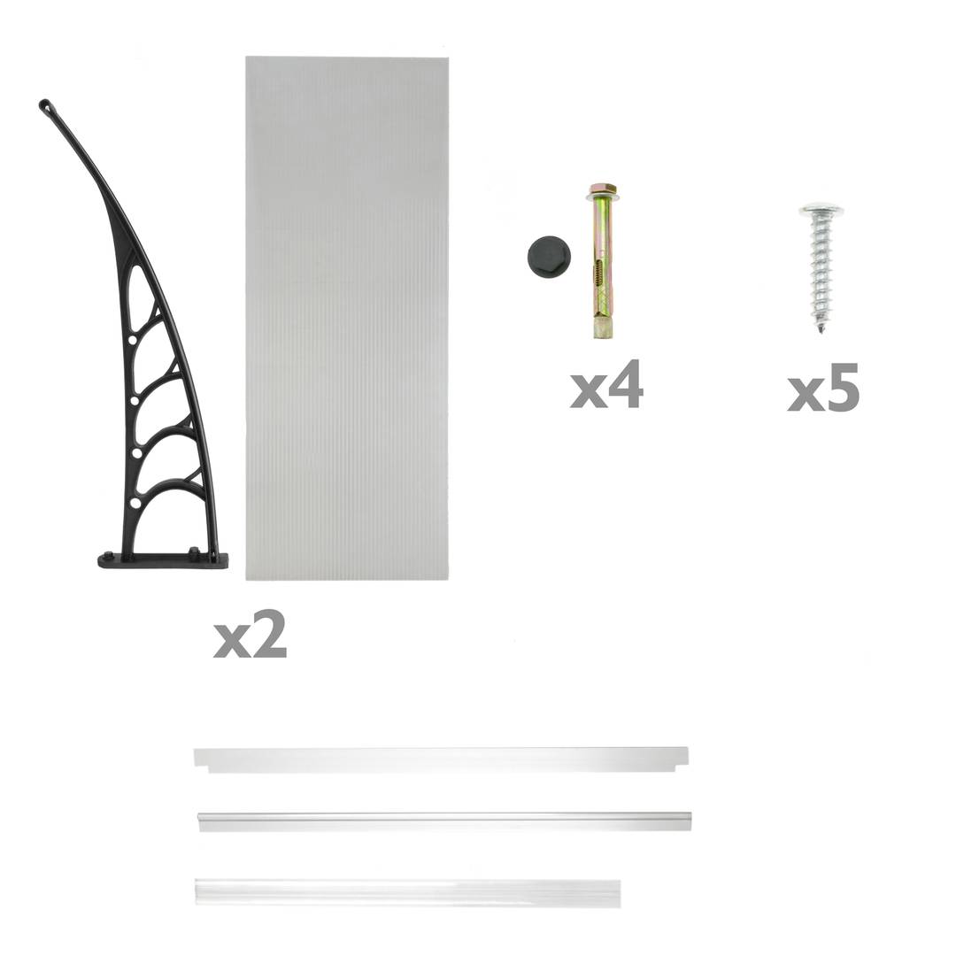 Telhado de proteção 150x90 cm cinza escuro. Marquesinha para portas e janelas com suporte preto