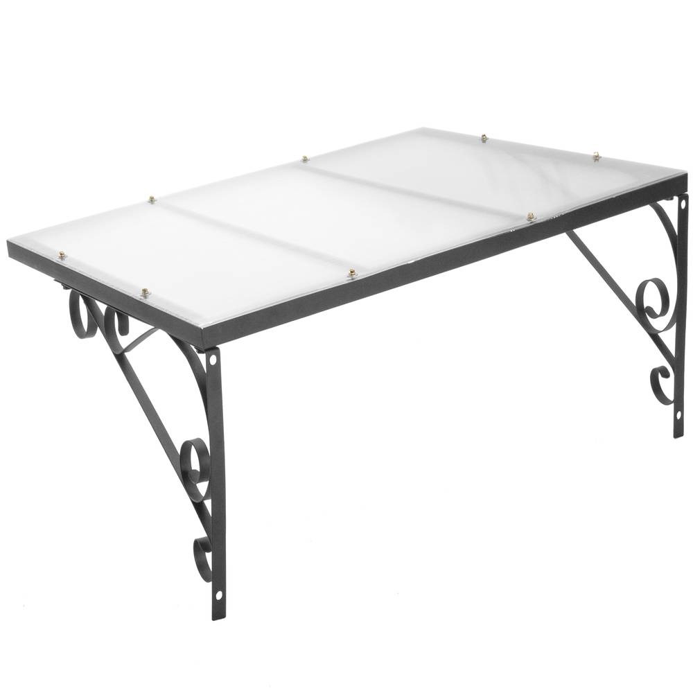 Pensilina classica 100 x 100 cm Tendone in policarbonato per porte e finestre in acciaio nero