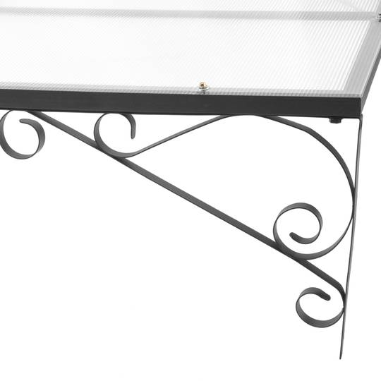 Pensilina classica 100 x 100 cm Tendone in policarbonato per porte e finestre in acciaio nero