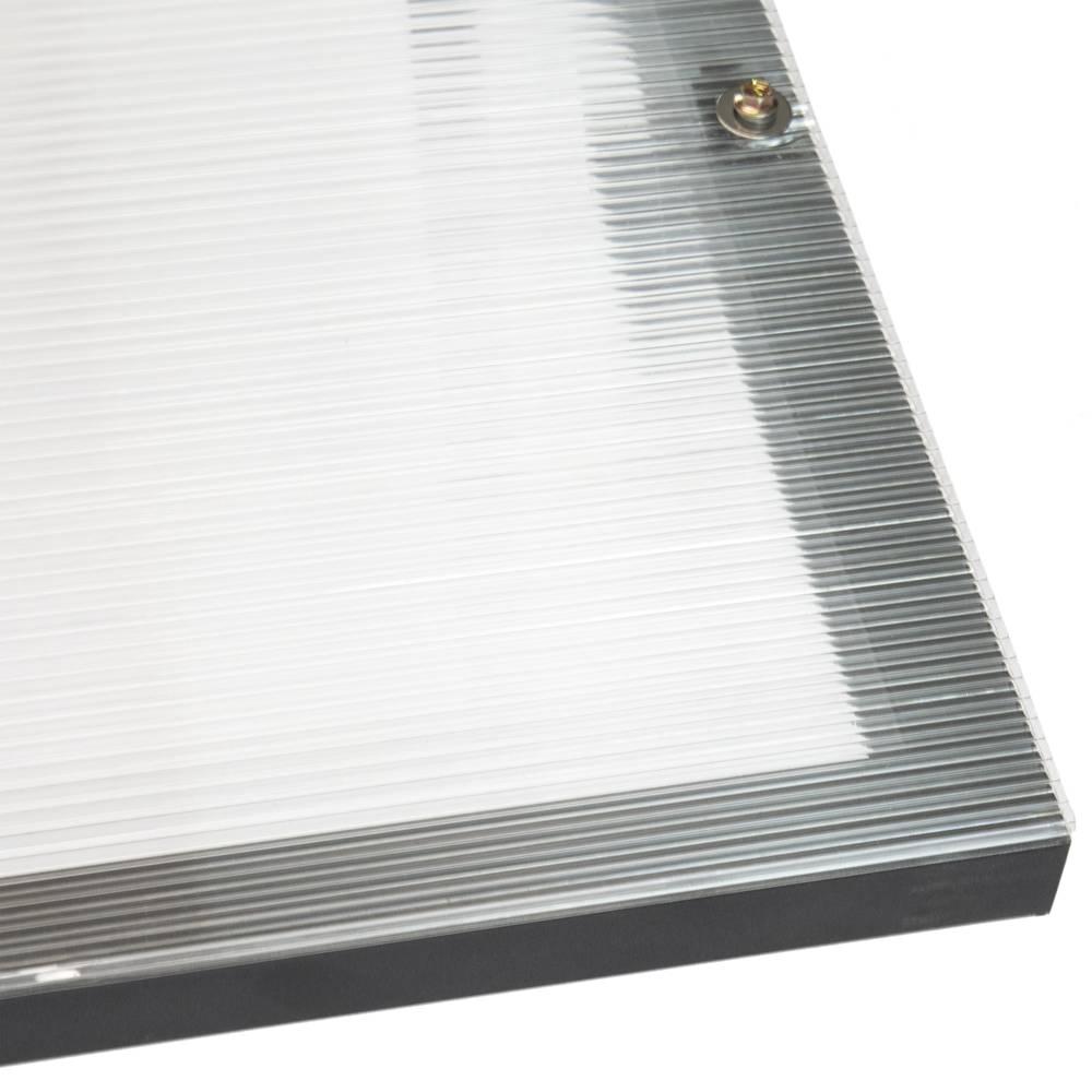 Pensilina classica 100 x 100 cm Tendone in policarbonato per porte e finestre in acciaio nero