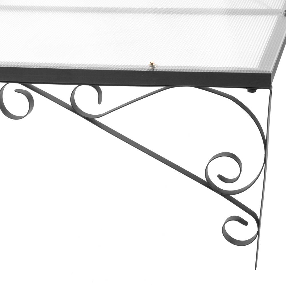 Tejadillo de protección 120x90 cm transparente. Marquesina para puertas y  ventanas con soporte blanco