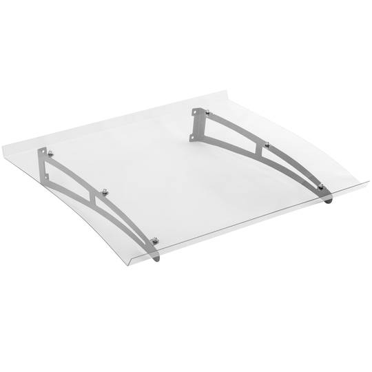 Pensilina 100 x 100 cm trasparente Tendone in policarbonato per porte e finestre in acciaio grigio