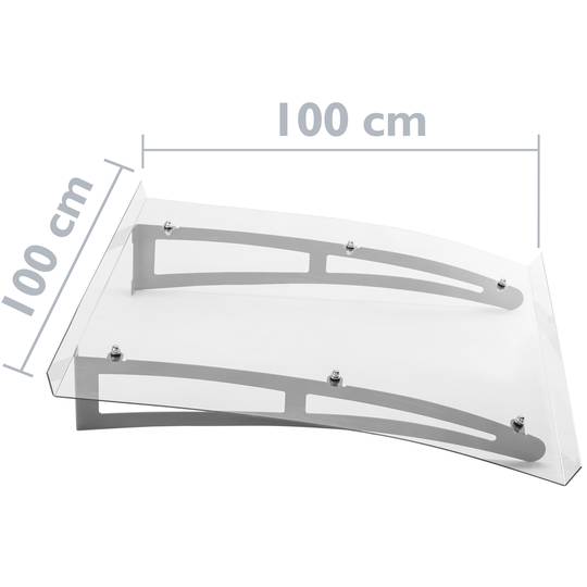 Pensilina 100 x 100 cm trasparente Tendone in policarbonato per porte e finestre in acciaio grigio