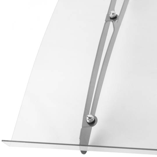 Tejadillo de protección 120 x 100 cm transparente Marquesina para puertas  y ventanas con soporte de acero gris