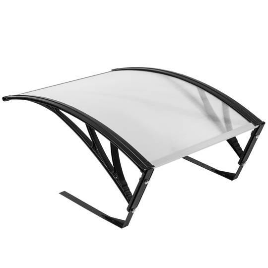 Beschermkap voor grasmaaier 77 x 103 cm transparant. Luifel met zwarte steun voor installatie op de grond.