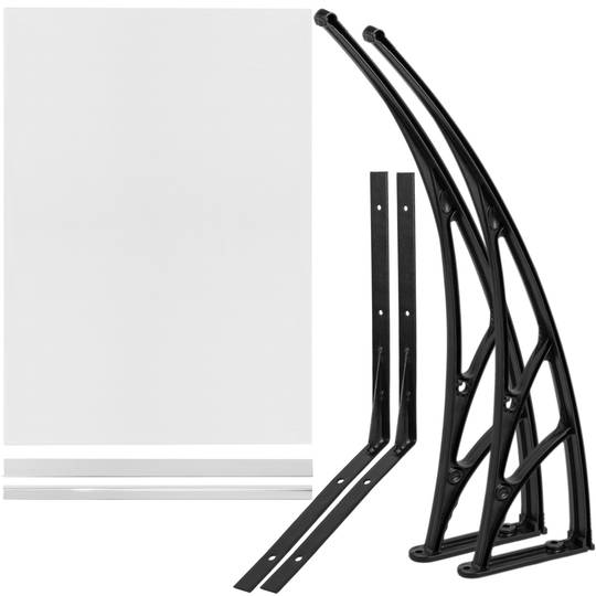 Beschermkap voor grasmaaier 77 x 103 cm transparant. Luifel met zwarte steun voor installatie op de grond.