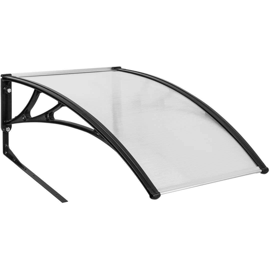 Protective canopy compatible with lawnmowers, 77 x 103 cm, transparent. Canopy with black bracket for floor or wall mounting.