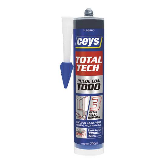 Total tech adesivo preto 290ml Ceys 507221