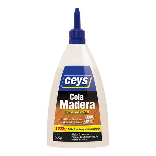 Cola para madera profesional con acabado transparente 500g Ceys 501619