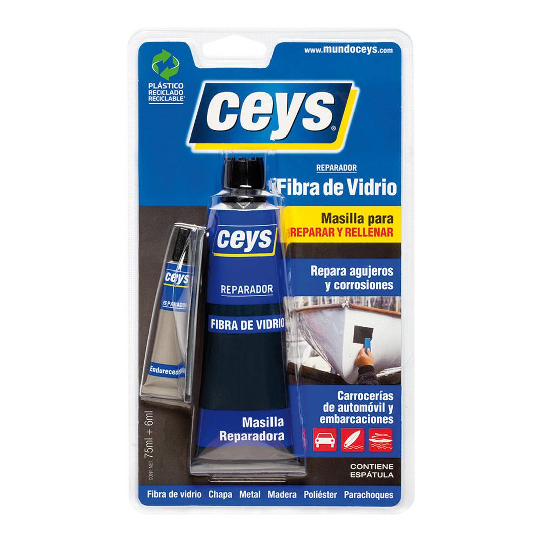 Glasvezelreparatieplamuur 75ml+6ml Ceys 505002