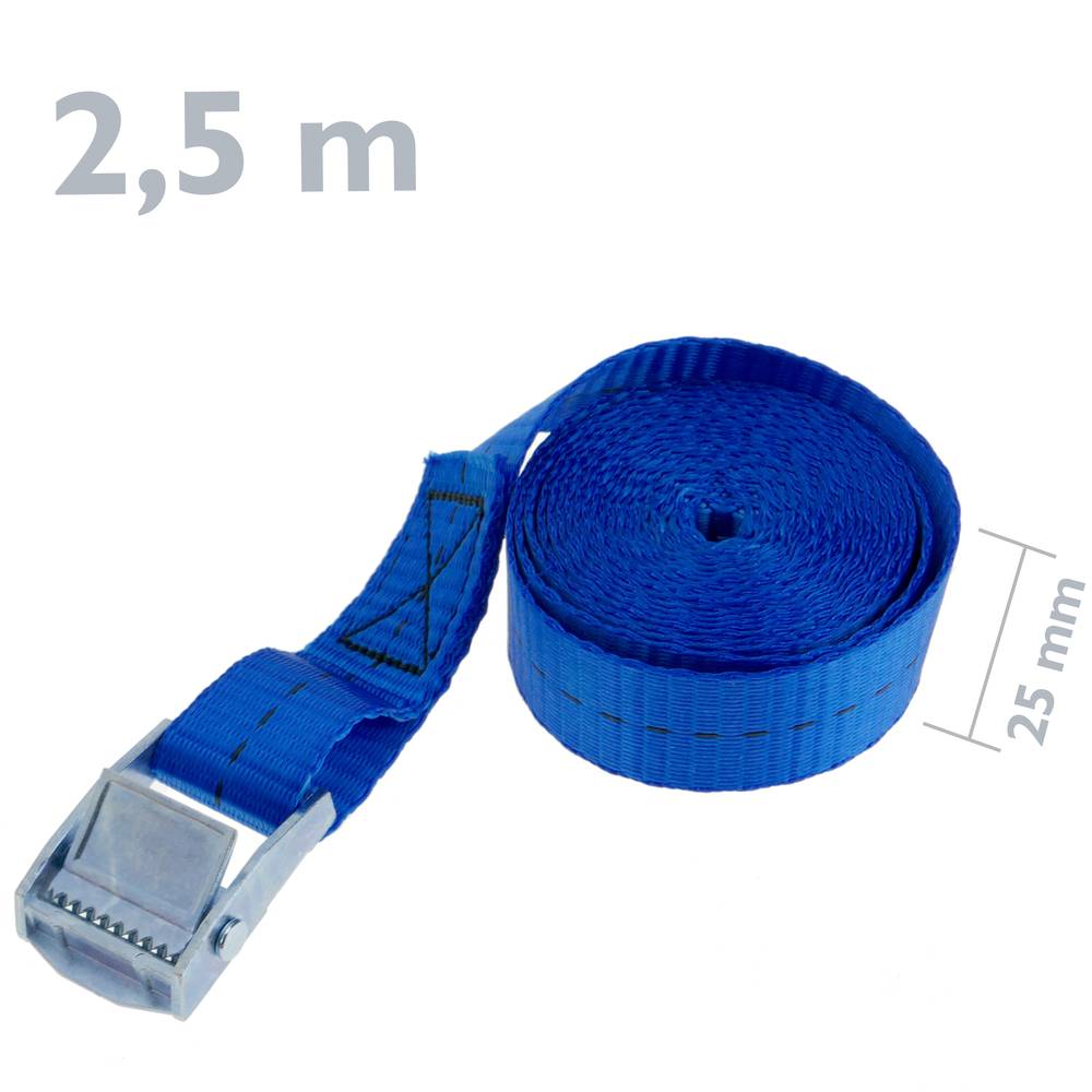 Holding strap with buckle 25 mm x 2.5 m 250 kg blue (pack 4)
