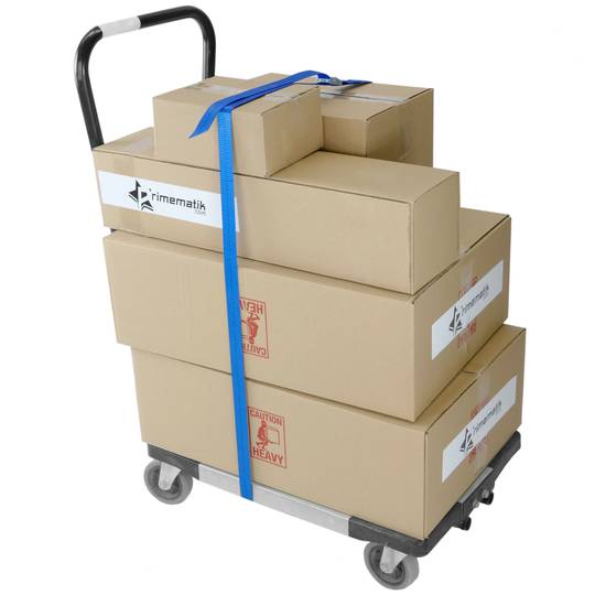 Pacote de 4 de tiras de amarrar com fivela 2,5m x 25mm 250Kg, Cor azul