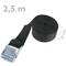 Pacote de 4 de tiras de amarrar com fivela 2,5m x 25mm 250Kg, Cor negra
