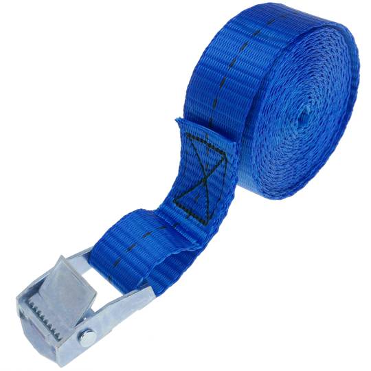 Confezione di 4 cinghie di fissaggio con fibbia 4m x 25mm 250kg, Colore blu