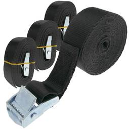 Correa de sujeción con hebilla 25 mm x 4 m 250 kg negro (pack 4)